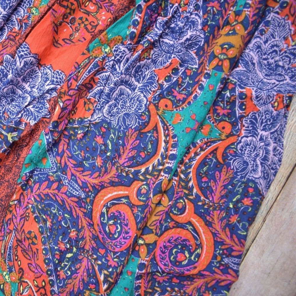 Final Sale! Free People Count Me In Trapeze Top Mini Dress Blue Red Combo - Picture 6 of 10